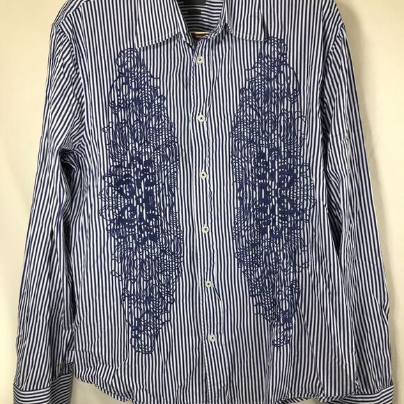 A|X Armani Exchange Button Down Shirt Size XL Blue Embroidered Womens - Picture 8 of 10